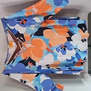 Ruby Rd. Orange and Blue Floral Top